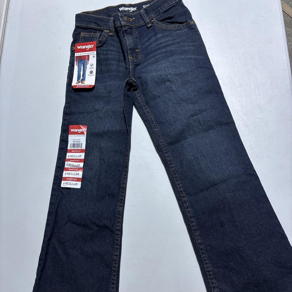 Wrangler Jeans Boys Size 8 Regular Bootcut Flex Denim NWT Adjustable Waist